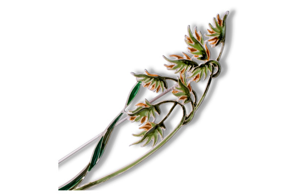 Брошь Русские самоцветы Канареечник тростниковидный 15,62 г, серебро 925