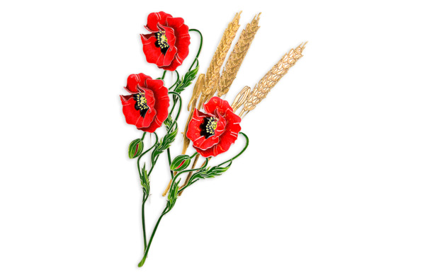 Брошь Русские самоцветы Пшеница 15,79 г, серебро 925