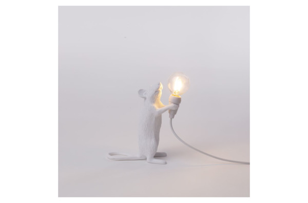 Настольная лампа Seletti Мышь стоит USB 13х6 см, h14 см смола, белая