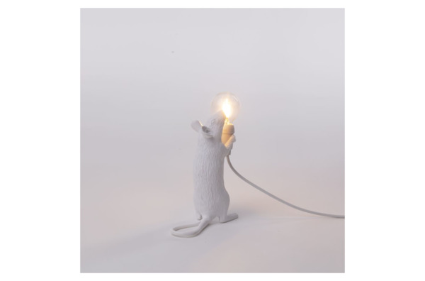 Настольная лампа Seletti Мышь стоит USB 13х6 см, h14 см смола, белая
