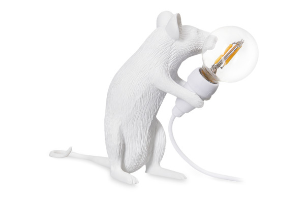 Настольная лампа Seletti Мышь сидит USB 5x15 см, h12,5 см, смола, белая