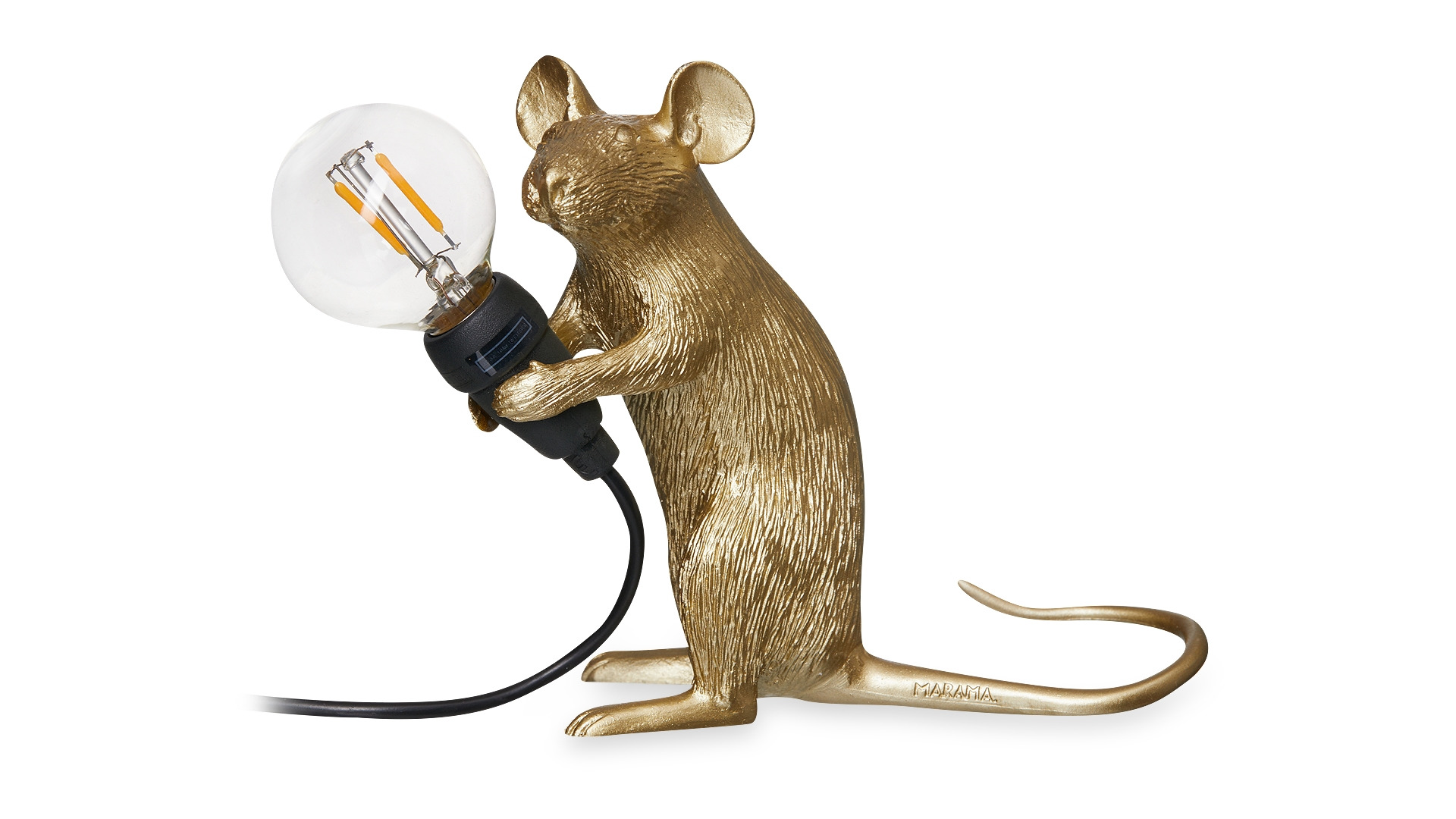 Настольная лампа Seletti Мышь сидит USB 5x15 см, h12,5 см, смола, золотая
