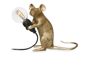 Настольная лампа Seletti Мышь сидит USB h12,5 см, смола, золотая