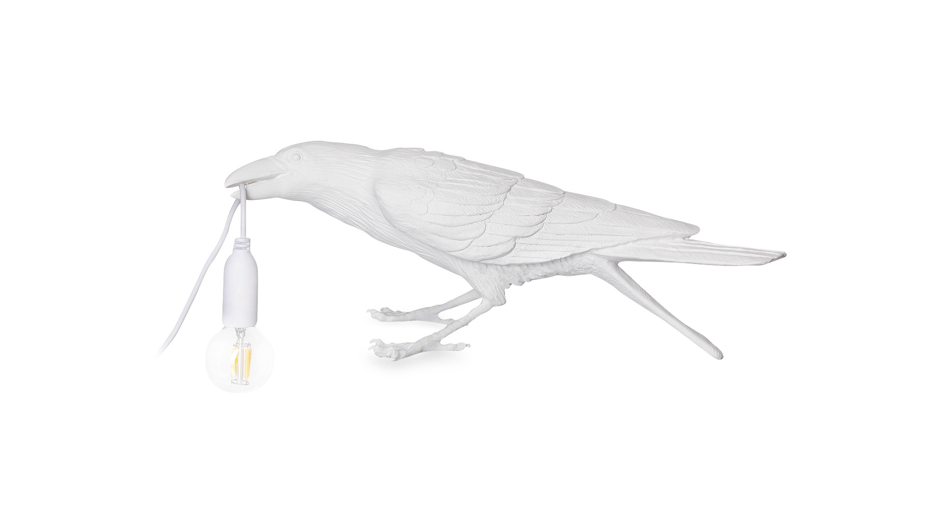 Настольная лампа Seletti Птица присела 33,5х11,5 h10,5 см, смола, белая