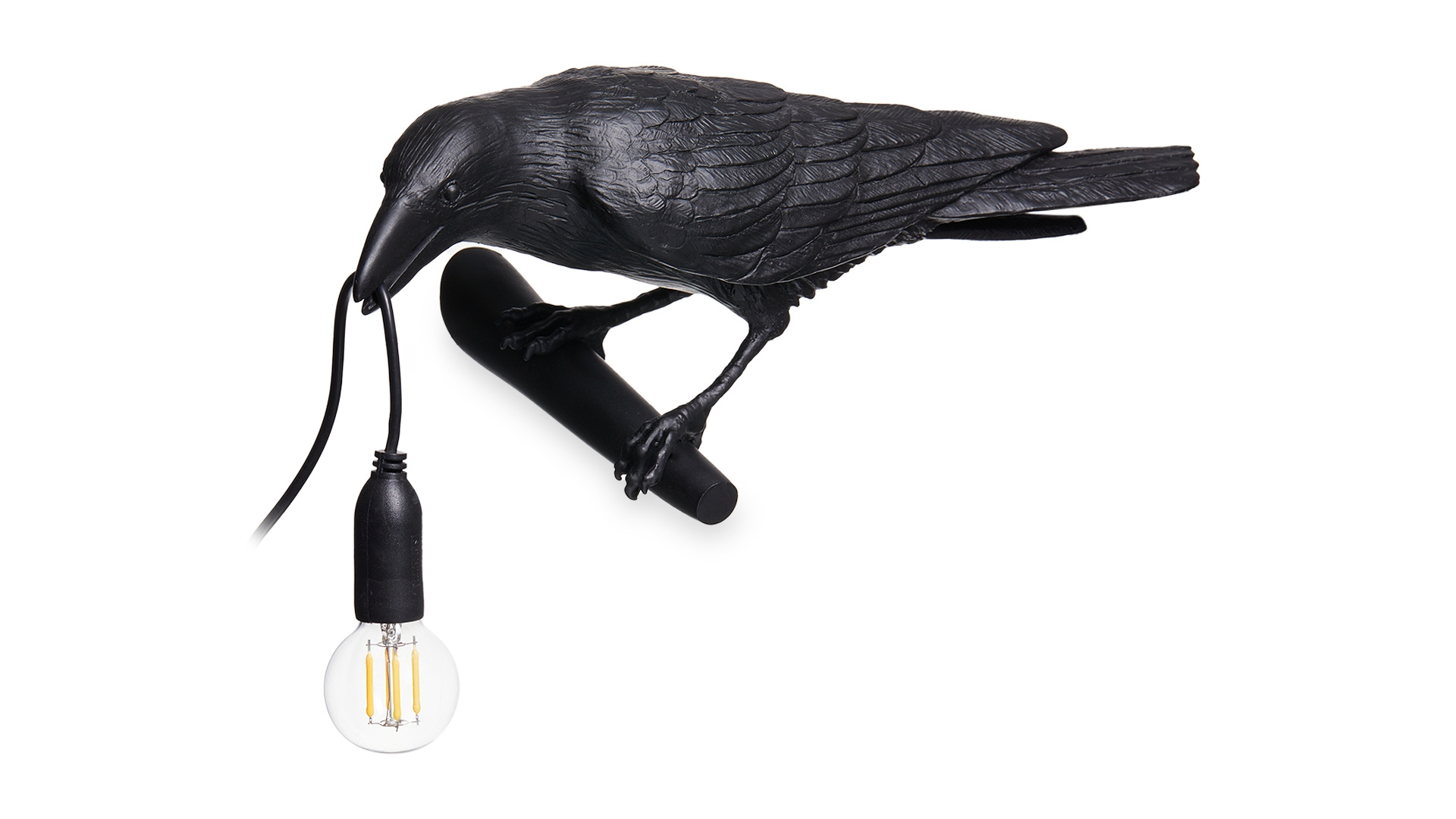 Настенный светильник Seletti Птица смотрит налево 32,8x14,5 см, смола, черный