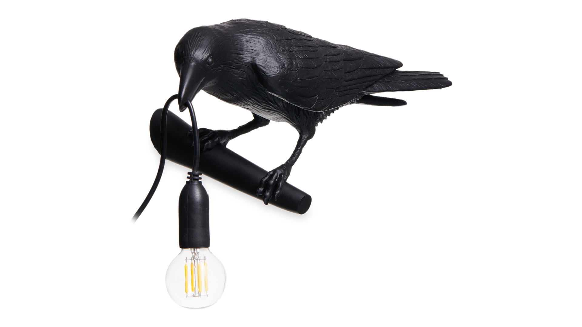 Настенный светильник Seletti Птица смотрит налево 32,8x14,5 см, смола, черный