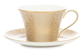 Чашка чайная c блюдцем Narumi Золотая пыль, фарфор костяной