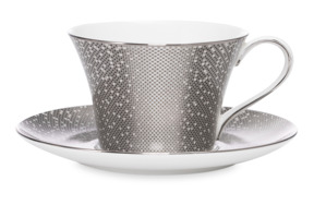 Чашка чайная с блюдцем Narumi Платиновая пыль, фарфор костяной