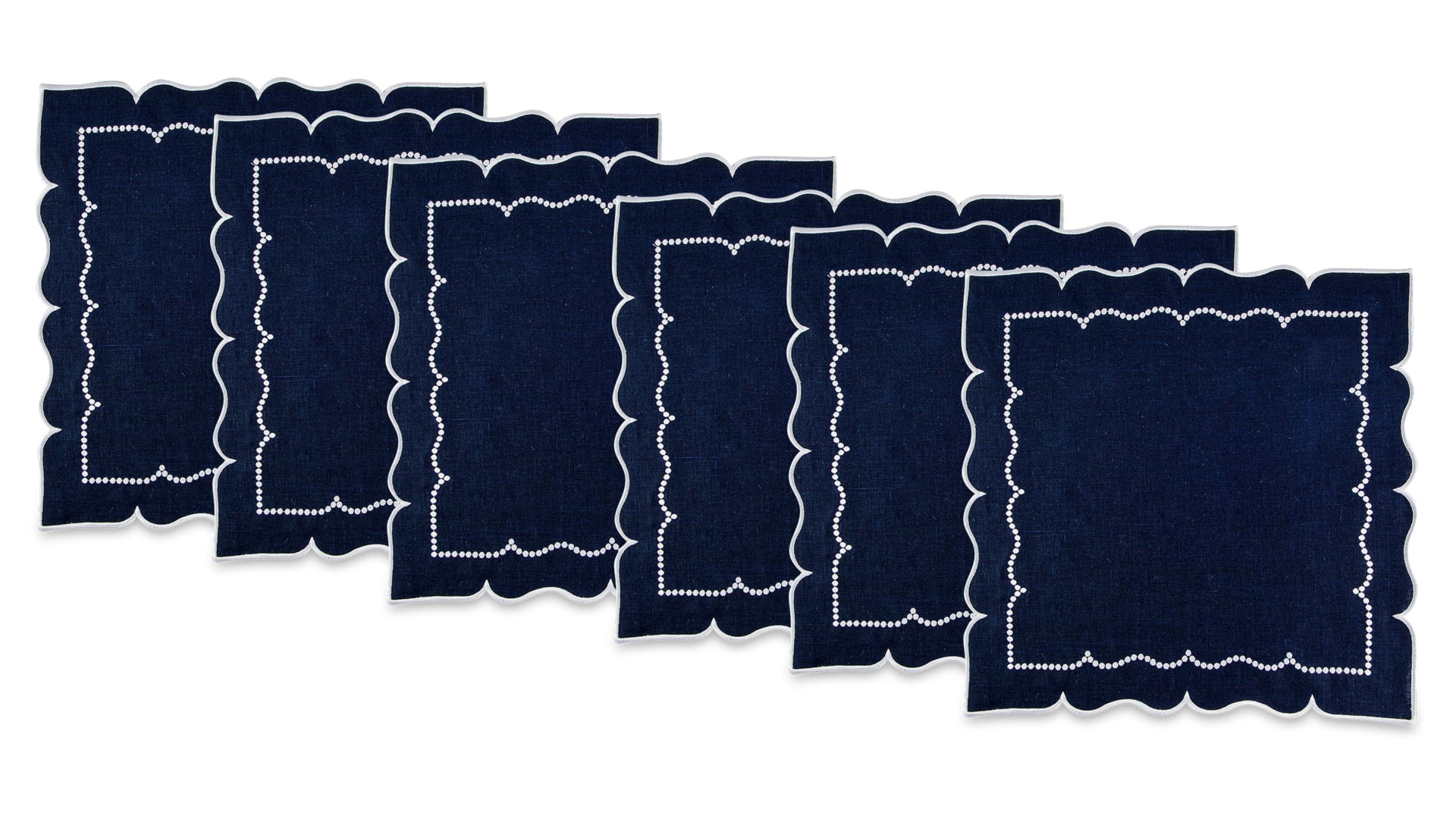 Набор салфеток сервировочных Венизное кружево Monet 40х40 см, 6 шт, лен, синий, п/к