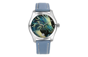 Часы наручные Palekh Watch Ледяной Дракон 3,6 см, нержавеющая сталь, серо-голубые, п/к