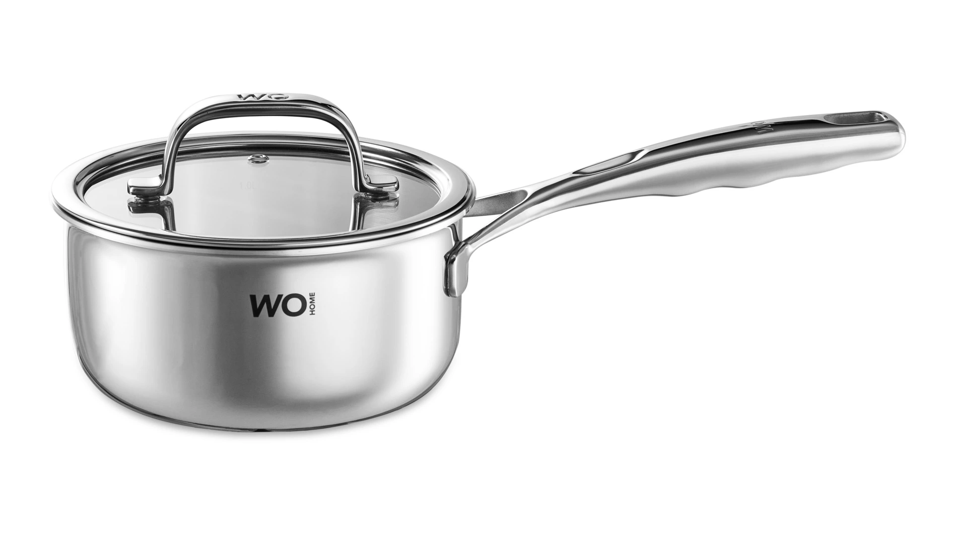 Ковш со стеклянной крышкой WO HOME Verona 1,6 л, 16x8 см, сталь нержавеющая 18/10, п/к
