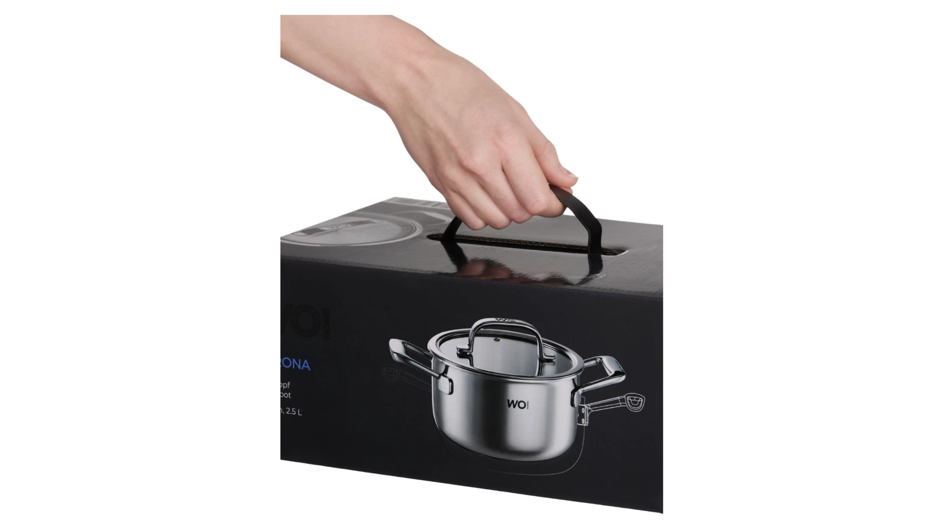 Кастрюля со стеклянной крышкой WO HOME Verona 2,5 л, 18х10 см, сталь нержавеющая 18/10, п/к