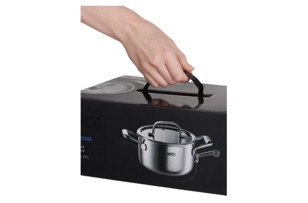 Кастрюля со стеклянной крышкой WO HOME Verona 2,5 л, 18х10 см, сталь нержавеющая 18/10, п/к