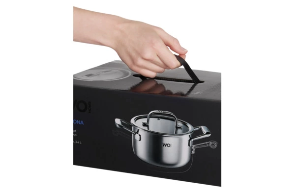 Кастрюля со стеклянной крышкой WO HOME Verona 3,4 л, 20х11 см, сталь нержавеющая 18/10, п/к