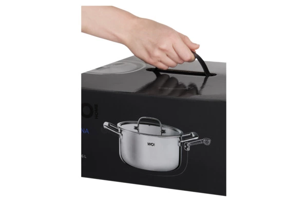 Кастрюля со стеклянной крышкой WO HOME Verona 5,6 л, 24х12,5 см, сталь нержавеющая 18/10, п/к