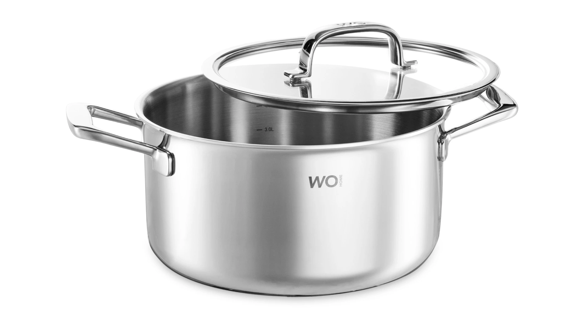 Кастрюля со стеклянной крышкой WO HOME Verona 5,6 л, 24х12,5 см, сталь нержавеющая 18/10, п/к