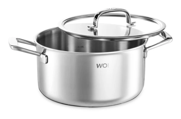 Кастрюля со стеклянной крышкой WO HOME Verona 5,6 л, 24х12,5 см, сталь нержавеющая 18/10, п/к