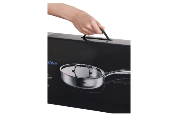 Сковорода со стеклянной крышкой WO HOME Verona 26х6 см, сталь нержавеющая, п/к