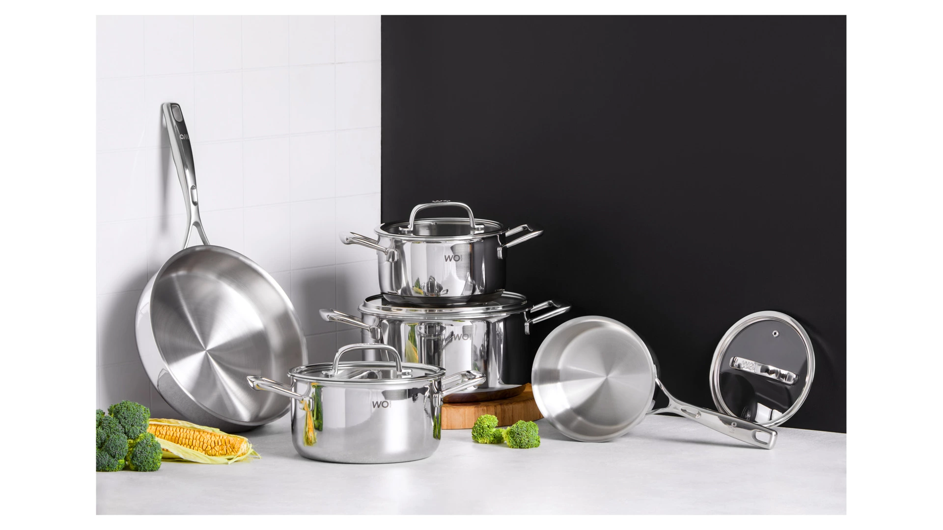 Сковорода со стеклянной крышкой WO HOME Verona 26х6 см, сталь нержавеющая, п/к