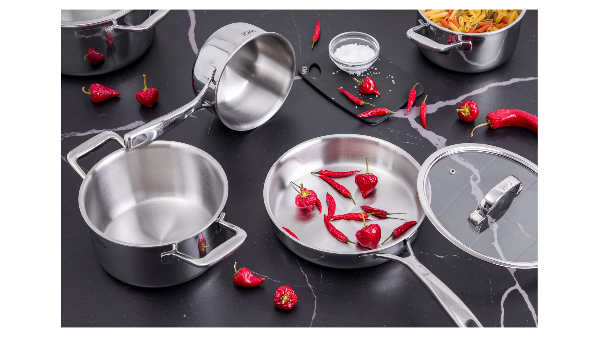 Сковорода со стеклянной крышкой WO HOME Verona 26х6 см, сталь нержавеющая, п/к