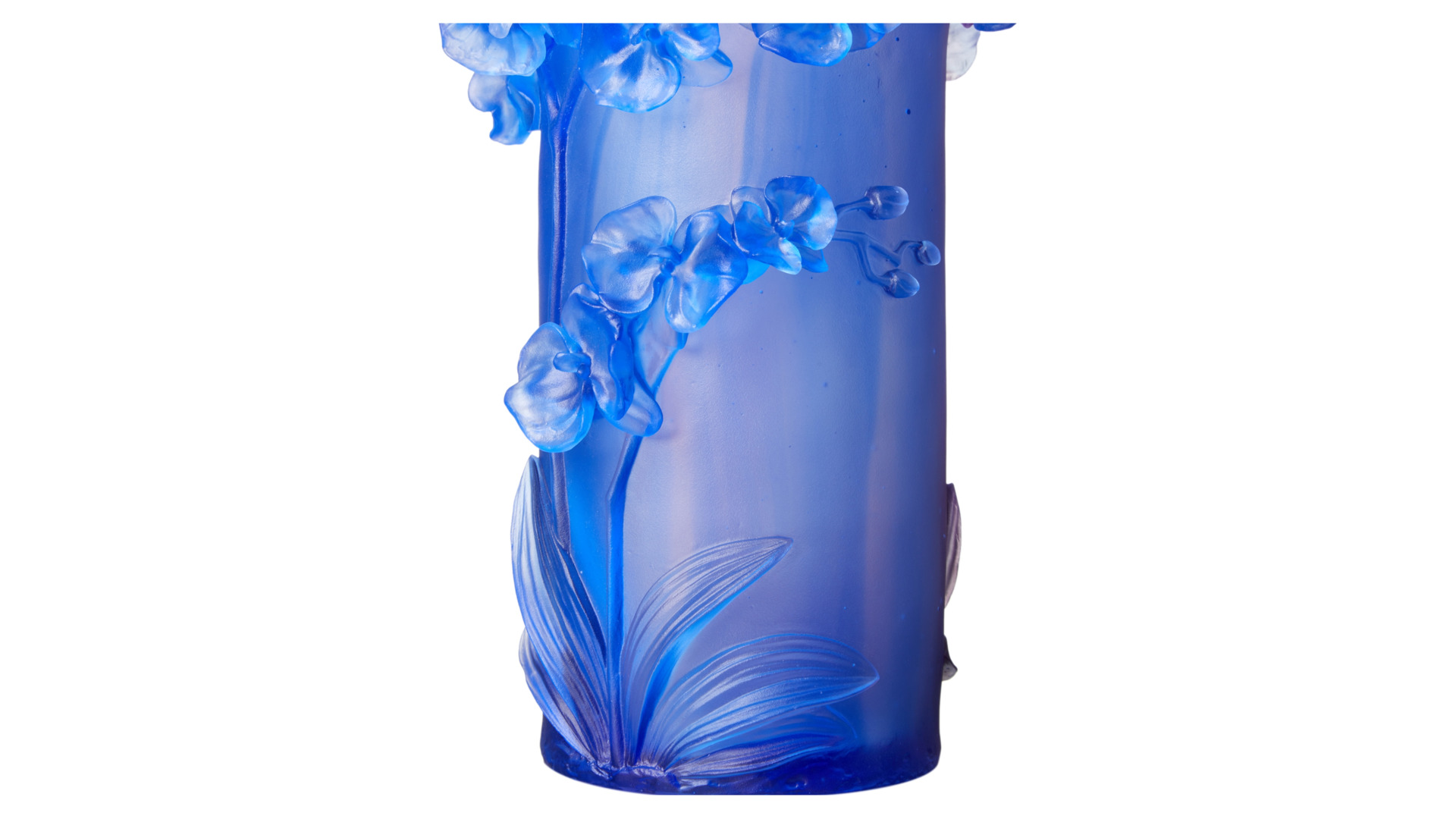 Ваза Decor de table Орхидея 30 см, хрусталь, синяя