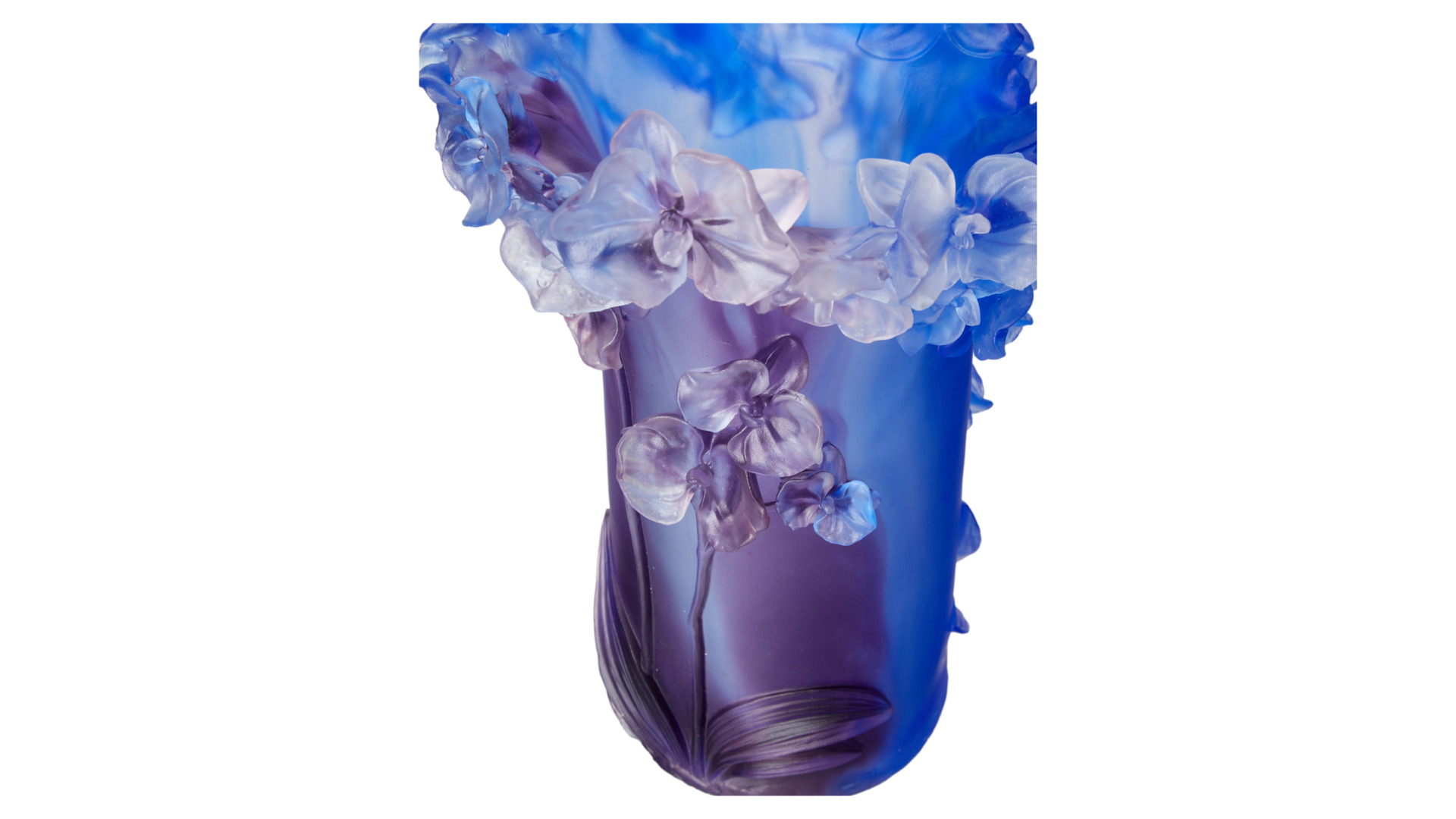 Ваза Decor de table Орхидея 30 см, хрусталь, синяя
