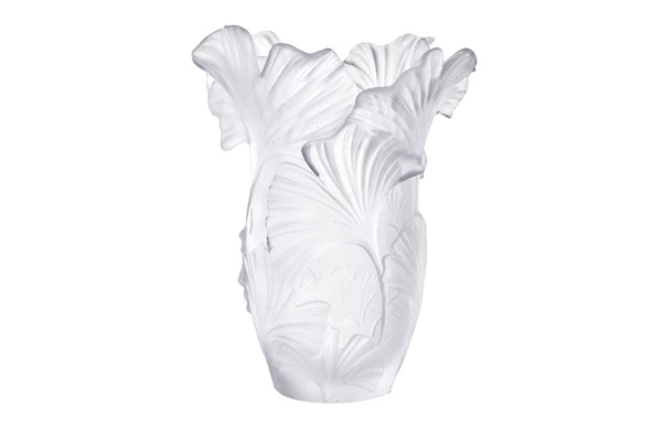 Ваза настольная Decor de table Гинкго 30 см, хрустальное тесто, белая, п/к