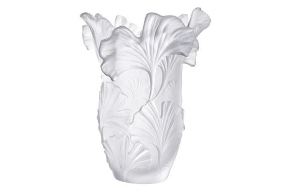 Ваза настольная Decor de table Гинкго 30 см, хрустальное тесто, белая, п/к