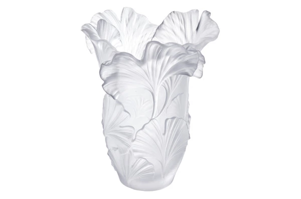 Ваза настольная Decor de table Гинкго 30 см, хрустальное тесто, белая, п/к