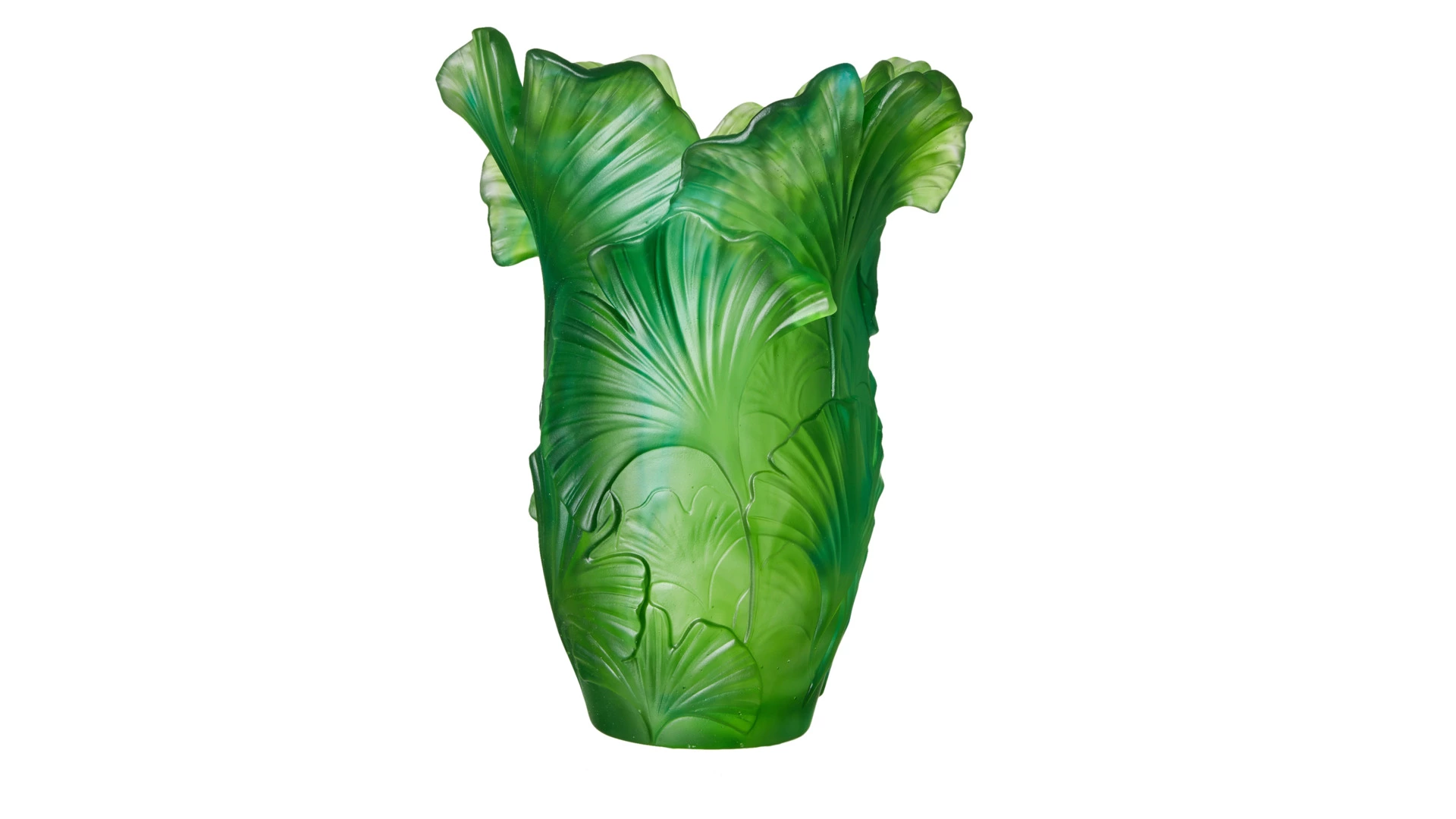 Ваза настольная Decor de table Гинкго 30 см, хрустальное тесто, зеленая, п/к