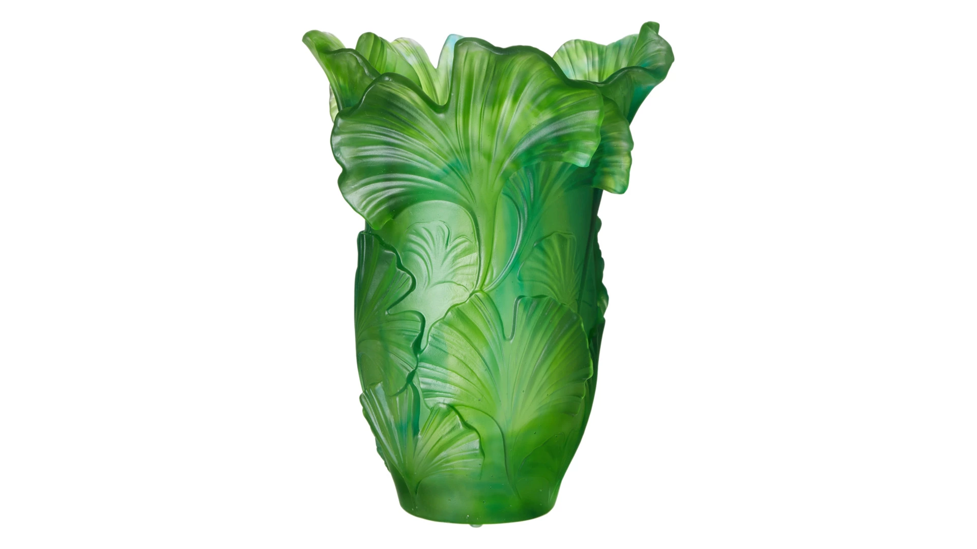 Ваза настольная Decor de table Гинкго 30 см, хрустальное тесто, зеленая, п/к