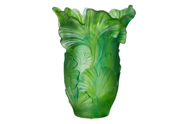 Ваза настольная Decor de table Гинкго 30 см, хрустальное тесто, зеленая, п/к