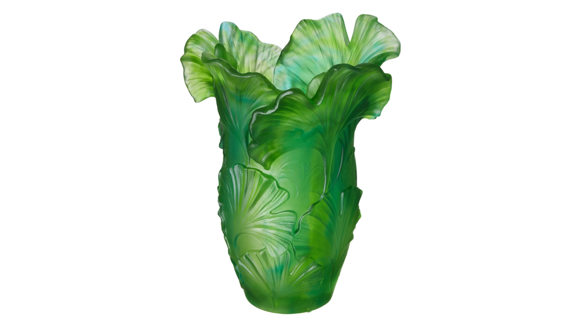 Ваза настольная Decor de table Гинкго 30 см, хрустальное тесто, зеленая, п/к