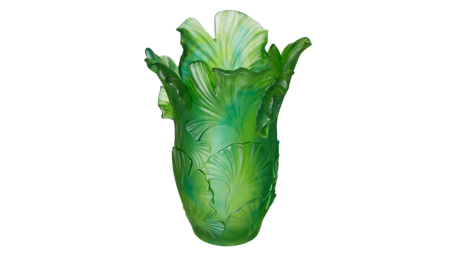 Ваза настольная Decor de table Гинкго 30 см, хрустальное тесто, зеленая, п/к