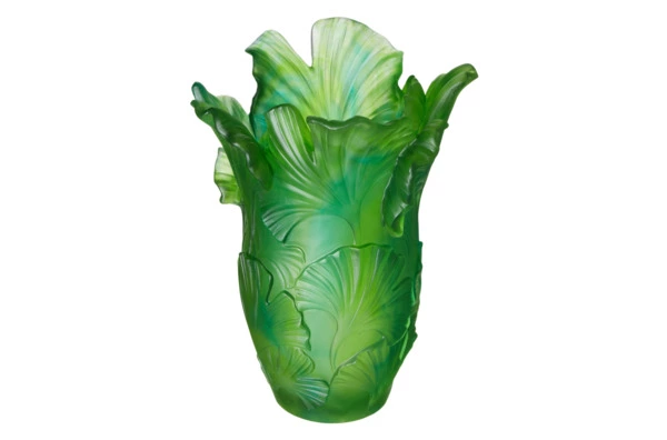 Ваза настольная Decor de table Гинкго 30 см, хрустальное тесто, зеленая, п/к