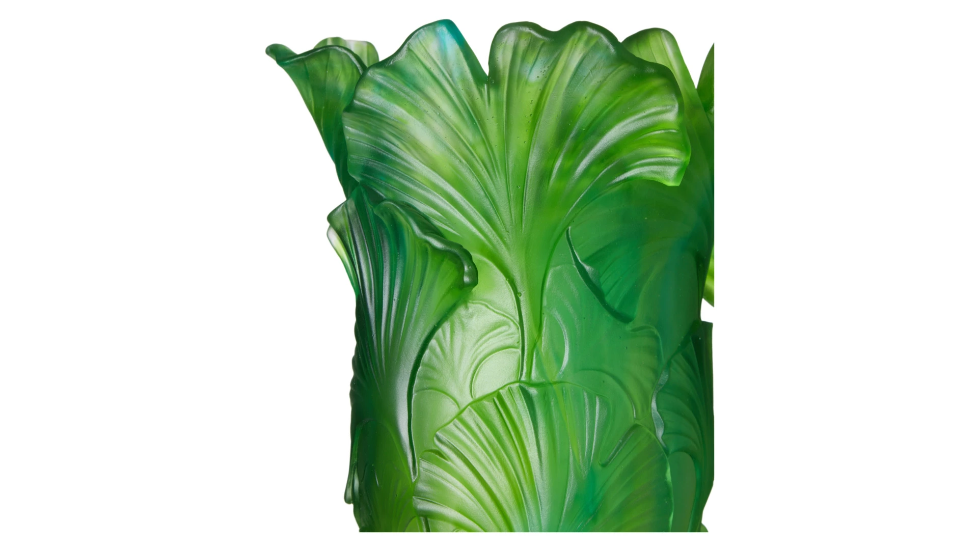 Ваза настольная Decor de table Гинкго 30 см, хрустальное тесто, зеленая, п/к