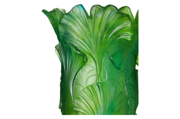 Ваза настольная Decor de table Гинкго 30 см, хрустальное тесто, зеленая, п/к