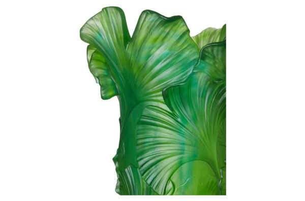 Ваза настольная Decor de table Гинкго 30 см, хрустальное тесто, зеленая, п/к