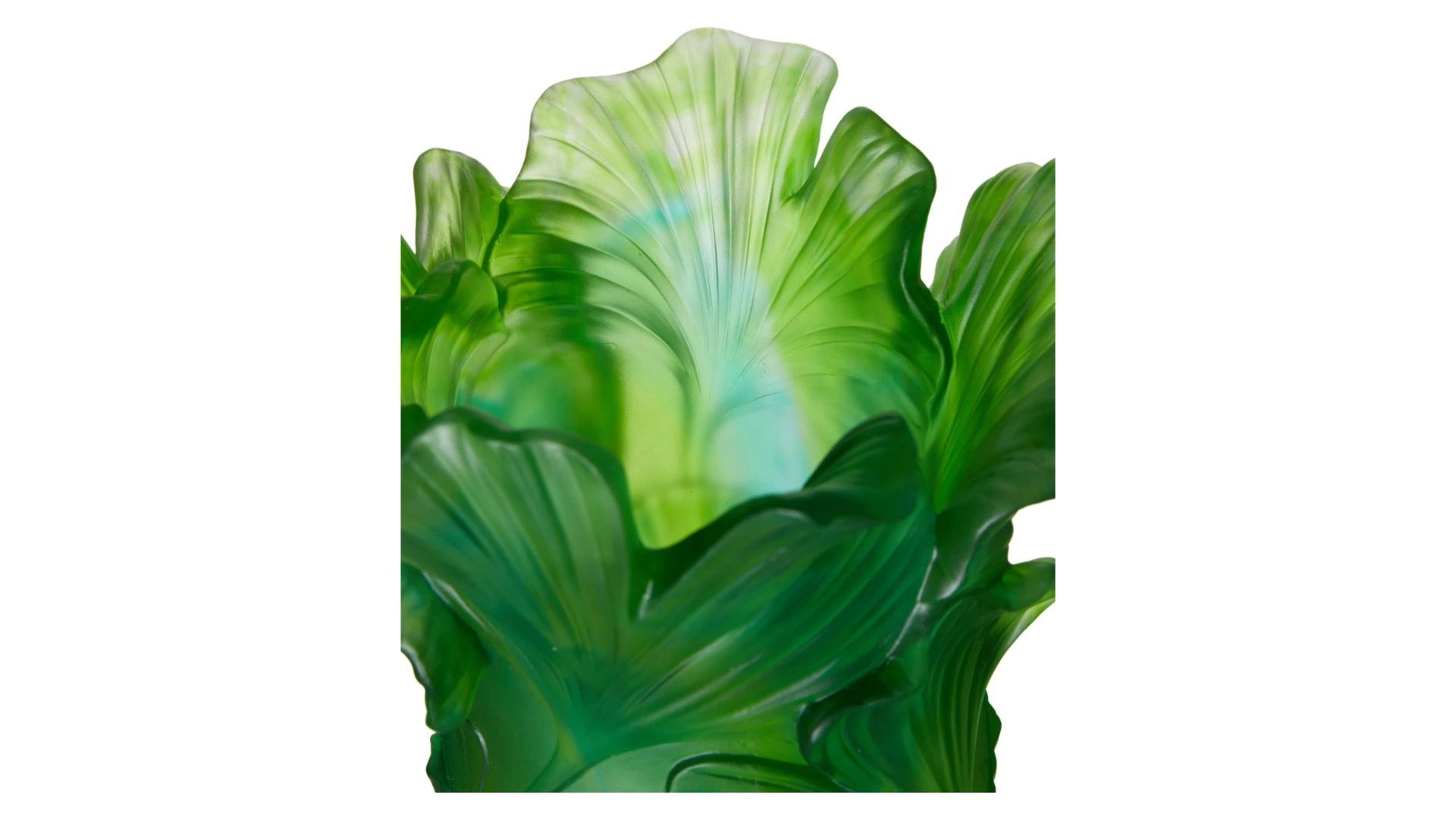 Ваза настольная Decor de table Гинкго 30 см, хрустальное тесто, зеленая, п/к