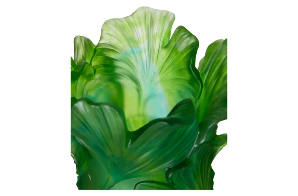 Ваза настольная Decor de table Гинкго 30 см, хрустальное тесто, зеленая, п/к