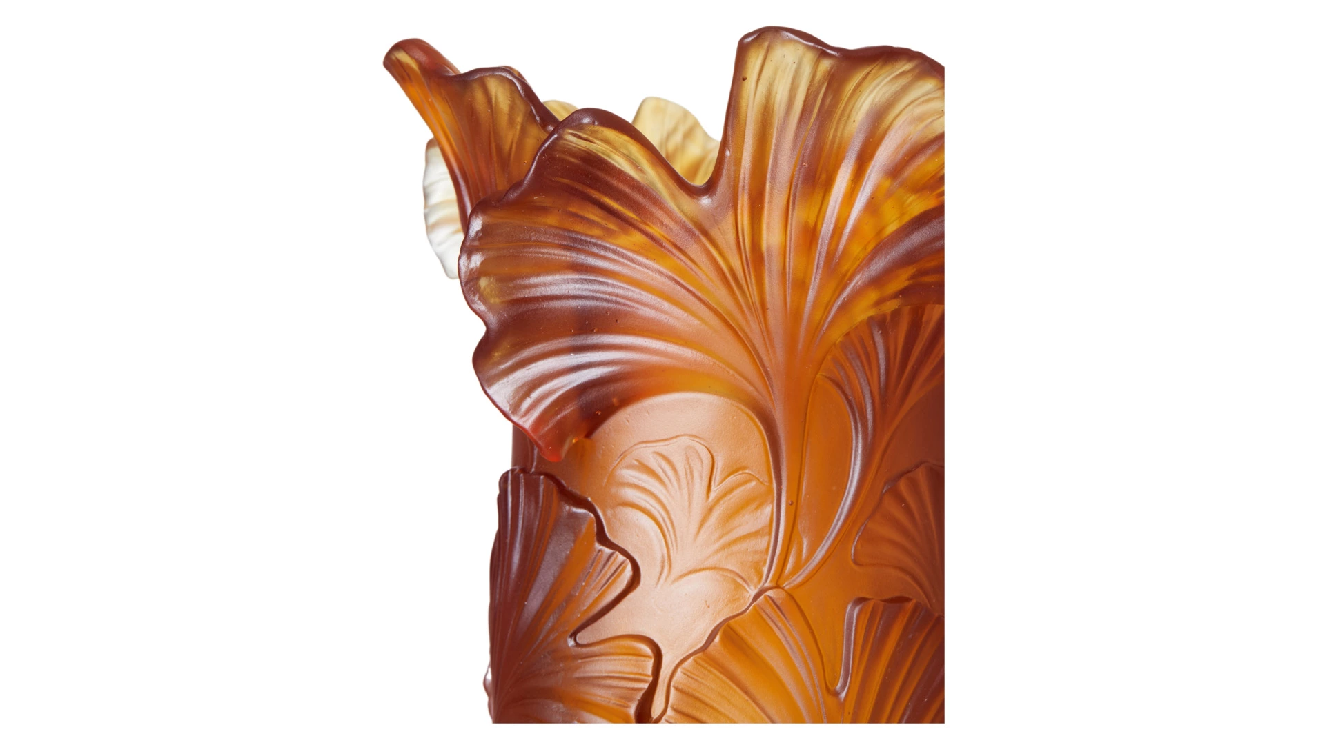 Ваза настольная Decor de table Гинкго 30 см, хрустальное тесто, янтарная, п/к