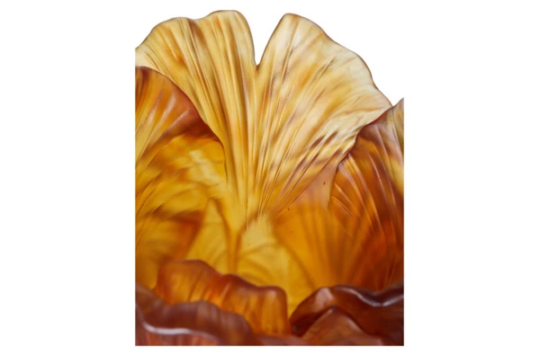 Ваза настольная Decor de table Гинкго 30 см, хрустальное тесто, янтарная, п/к