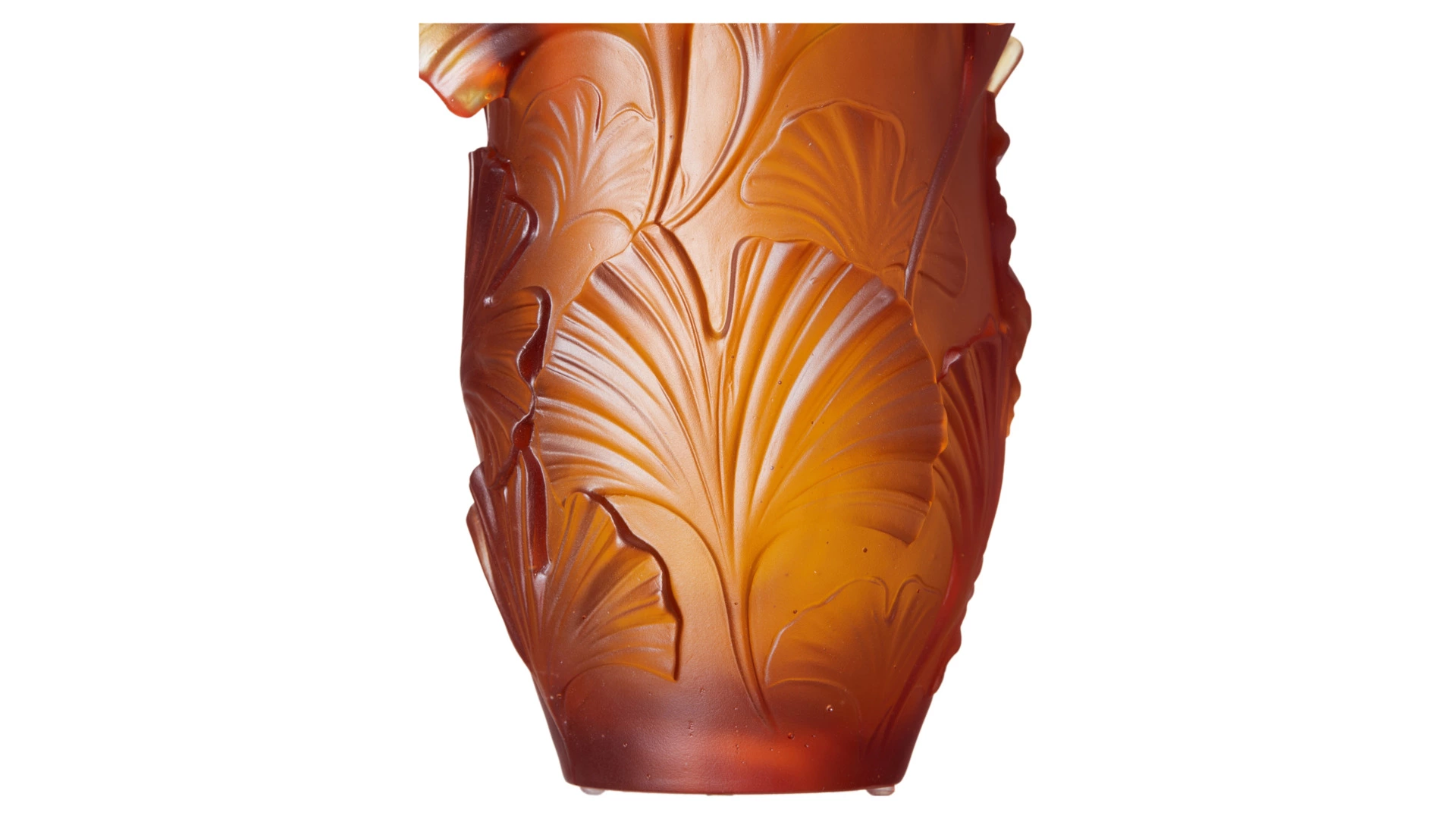 Ваза настольная Decor de table Гинкго 30 см, хрустальное тесто, янтарная, п/к