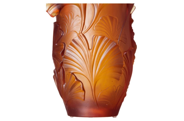 Ваза настольная Decor de table Гинкго 30 см, хрустальное тесто, янтарная, п/к