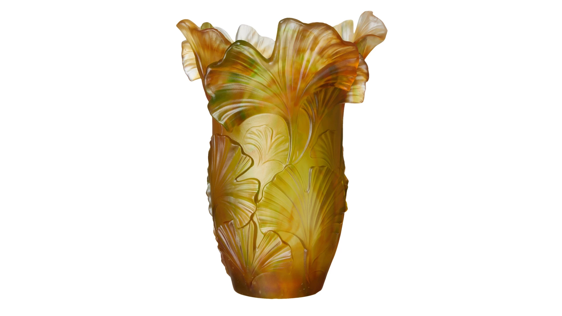 Ваза настольная Decor de Table Pate de Verre Cristal Гинкго 30 см, хрустальное тесто, п/к