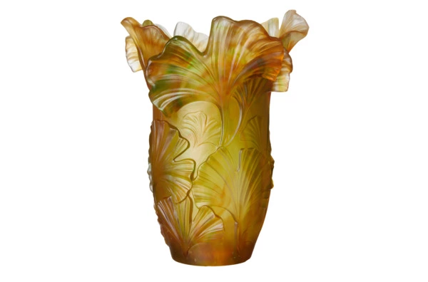 Ваза настольная Decor de Table Pate de Verre Cristal Гинкго 30 см, хрустальное тесто, п/к