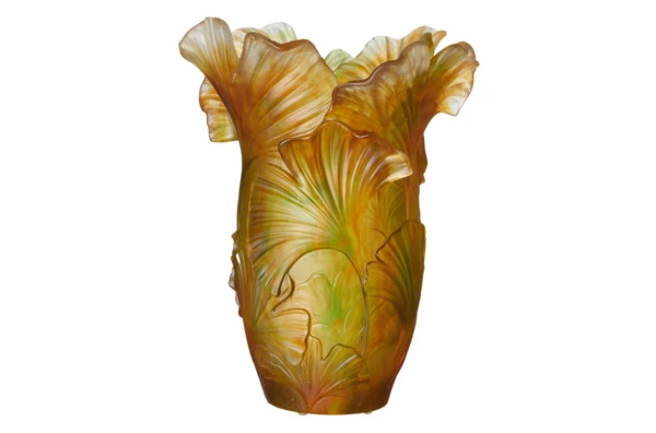Ваза настольная Decor de Table Pate de Verre Cristal Гинкго 30 см, хрустальное тесто, п/к