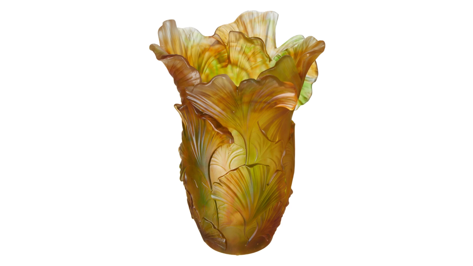 Ваза настольная Decor de Table Pate de Verre Cristal Гинкго 30 см, хрустальное тесто, п/к