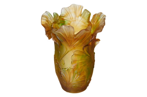 Ваза настольная Decor de Table Pate de Verre Cristal Гинкго 30 см, хрустальное тесто, п/к