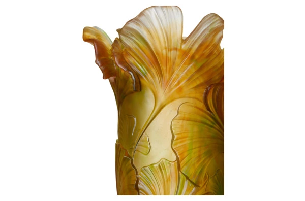 Ваза настольная Decor de Table Pate de Verre Cristal Гинкго 30 см, хрустальное тесто, п/к